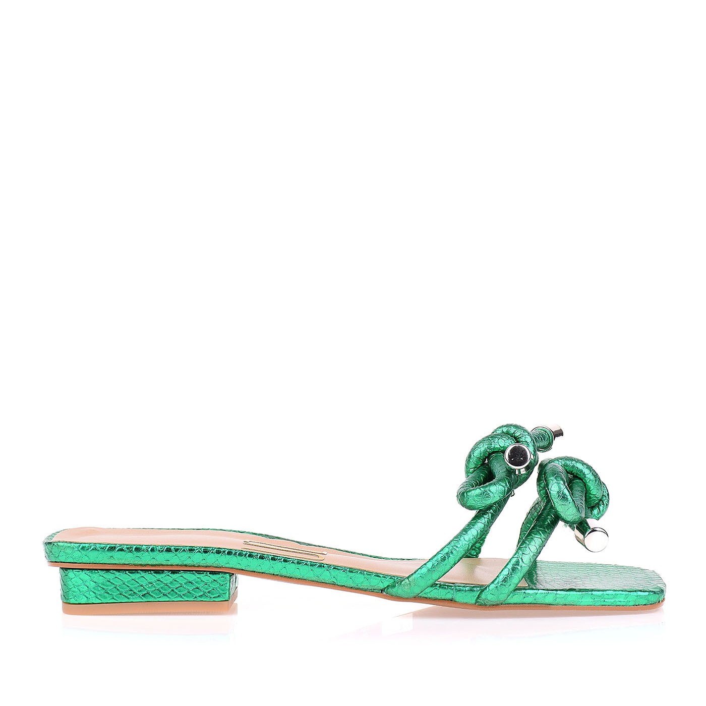 Flat Salto Baixo Metal Serpente Verde