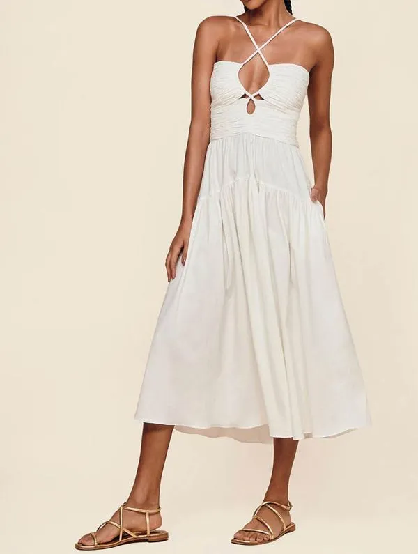 Vestido Midi Cut Out Padang BRANCO P