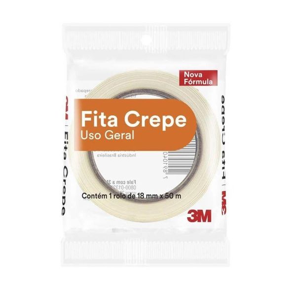 Fita Adesiva Crepe 3M Branca 18mmx50m