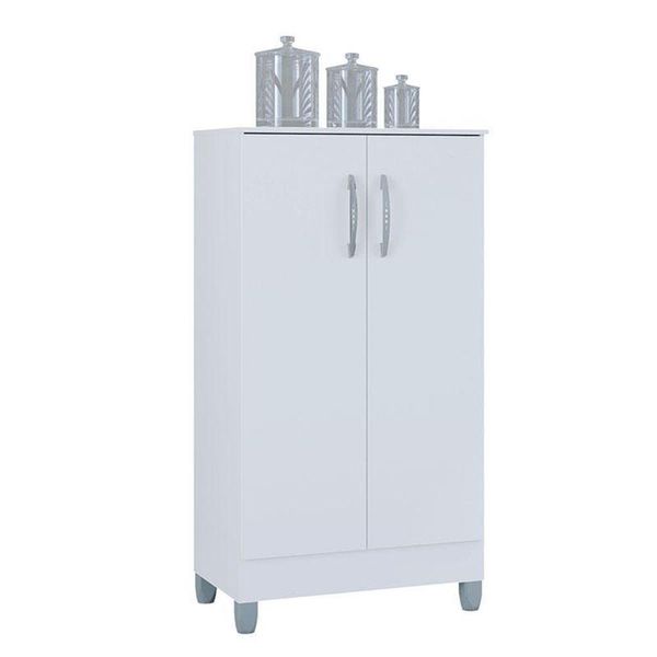 Armário Multiuso 2 Portas Pequeno Branco Brilho - Poquema