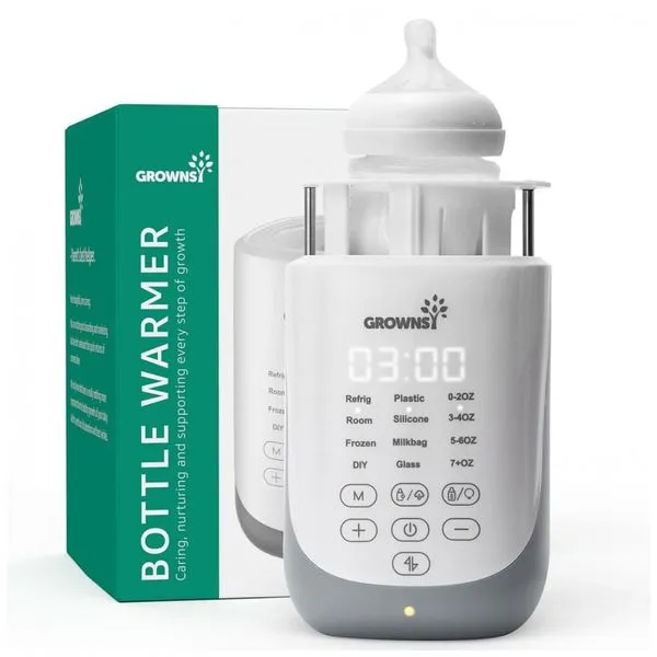 Aquecedor de Mamadeira GROWNSY com Recurso Inovador de Elevação Automática, 10 em 1 Rápido Aquecedor de Mamadeira com Luz Noturna, Preserva Nutrientes