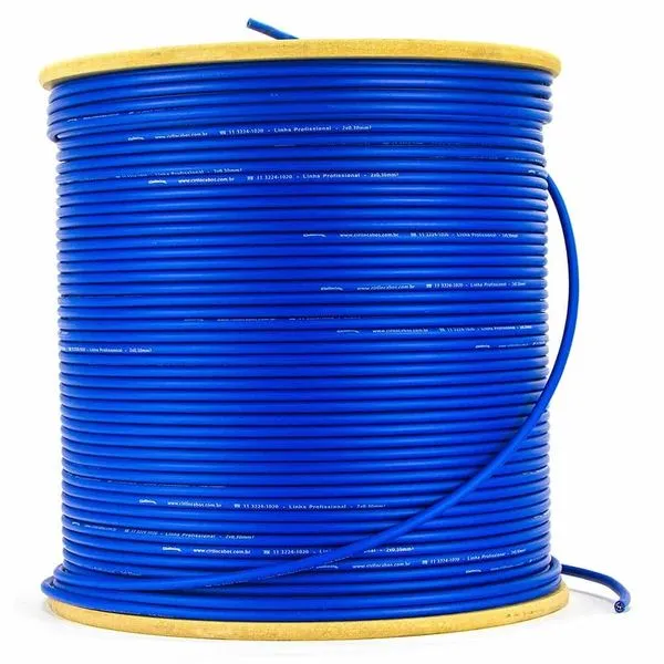 Cabo de Microfone Linha Profissional 2x0,30 mm² Azul 100 MT