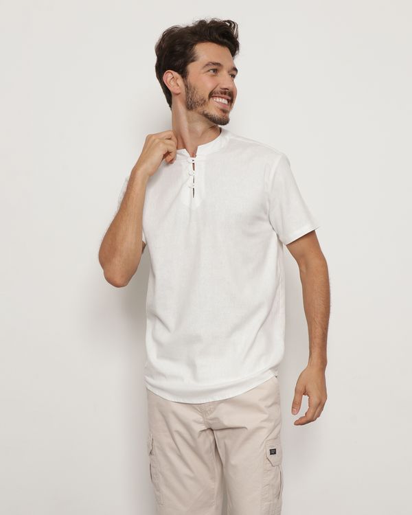 Bata Masculina Manga Curta Branca GG