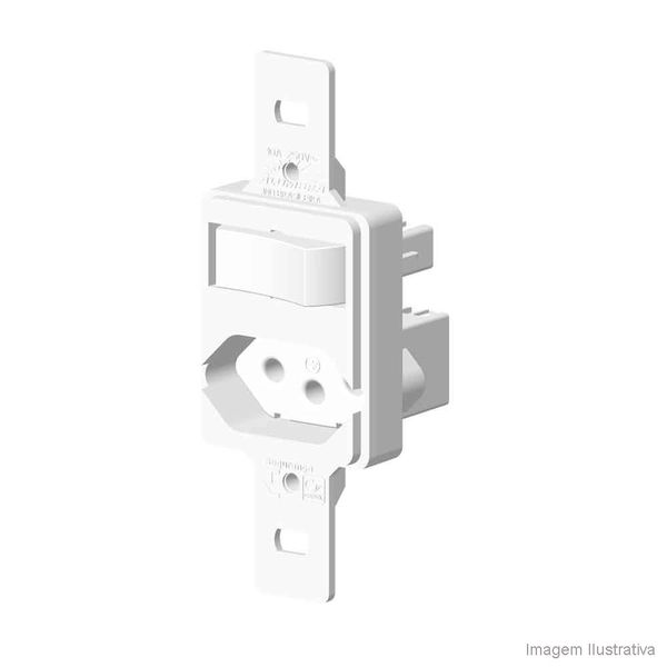 Interruptor paralelo com tomada sem placa branco Bari Alumbra