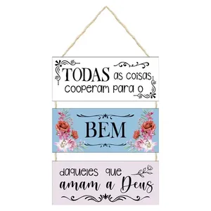 Jogo de Placas Decorativas Todas As Coisas MDF com Corda - Nsw Decor