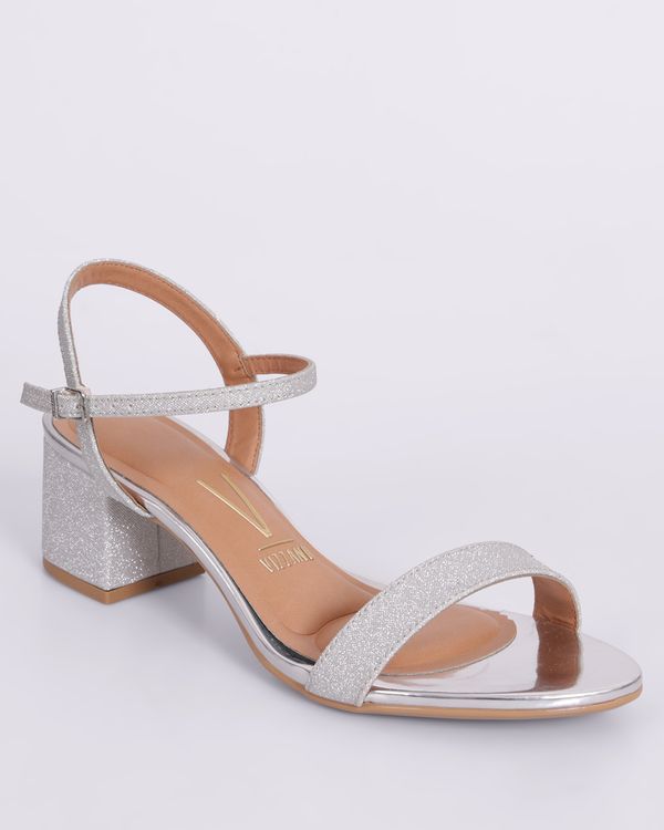 Sandália Feminina Vizzano Salto Quadrado com Glitter Prateada 40