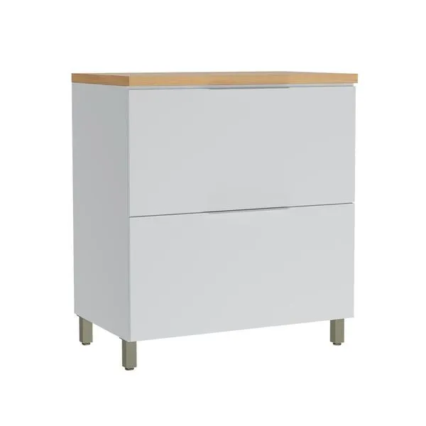 Balcão de Cozinha com Tampo Marquesa 100% MDF 1 Porta 1 Gaveta Branco e Nature