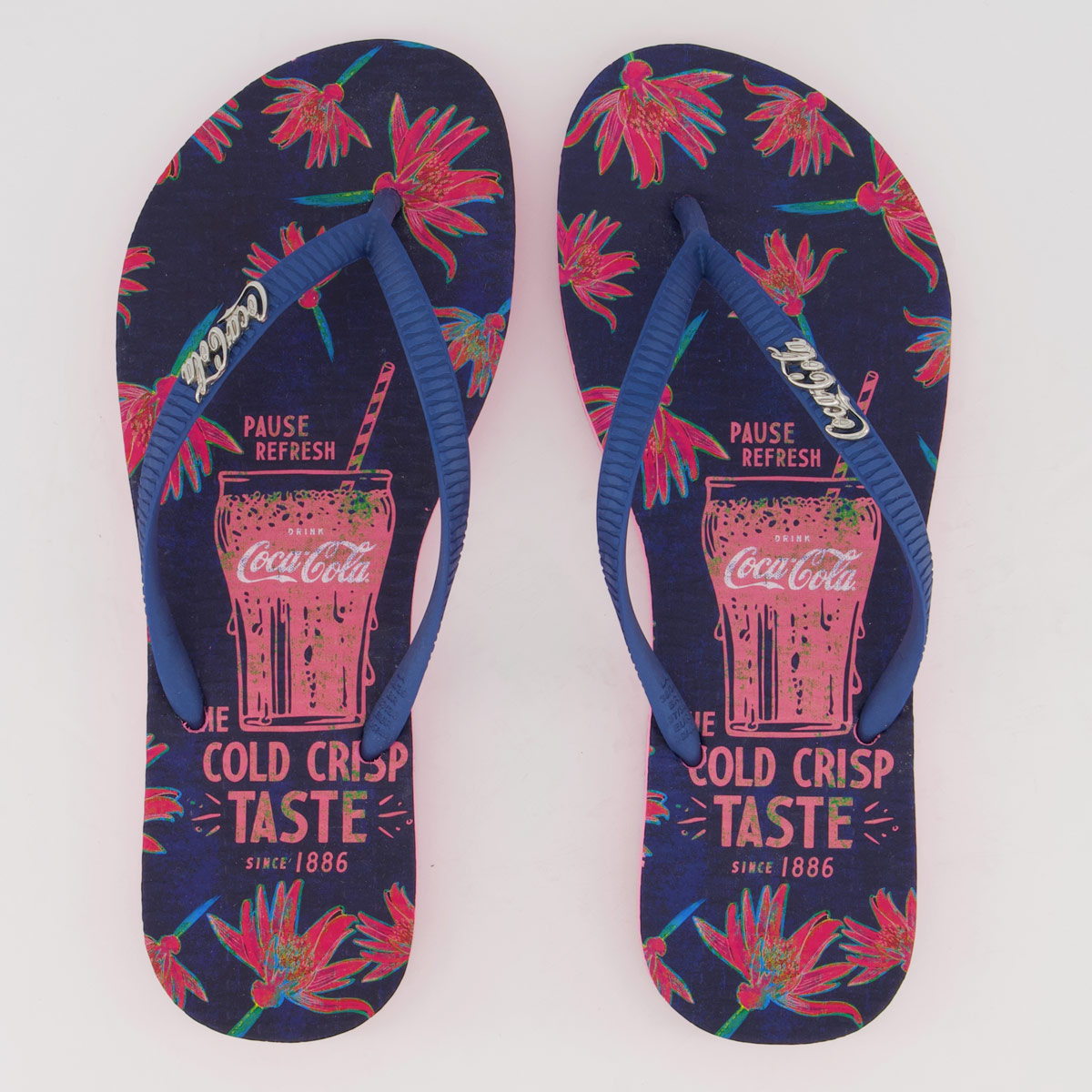 Chinelo Coca Cola Taste Feminino Rosa e Marinho