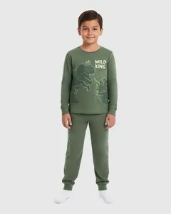 Pijama Infantil Menino Camiseta Manga Longa E Calça Em Algodão Malwee Kids Verde - 6
