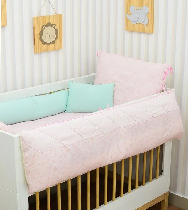 Kit Berço Floral Libélula com 8 peças Rosa