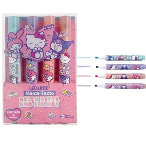 MARCA TEXTO HELLO KITTY E AMIGOS - 4 CORES - LEOARTE