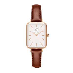 Relógio Feminino Quadrado Pulseira Marrom Minimalista