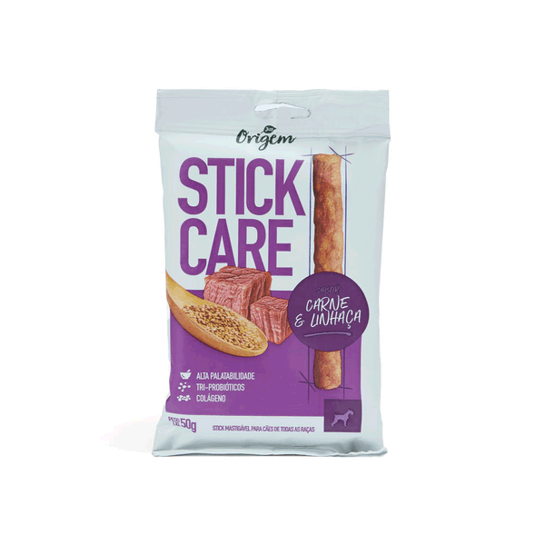Petisco Stick Care Cães Origem Natural Carne e Linhaça 50 g