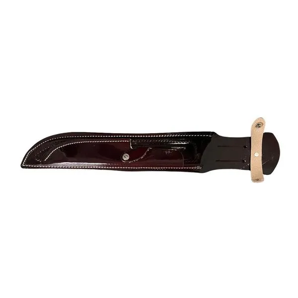 Bainha para Facão Canguru para Caça e Pesca com Passador de Cinto em Couro Legítimo Resistente Bainha para Facão Canguru em Couro Legítimo com Botão de Pressão e Passador de Cinto
