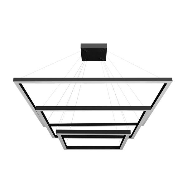 Pendente Quadrado Led 120W3K 3 Aros 800X600X400Mm Bivolt Preto Perfiline Bronzearte