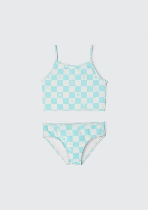 Biquíni Infantil Estampado Com Proteção UV - Azul 006