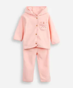 conjunto infantil longo de moletom coelhinho rosa 9-12