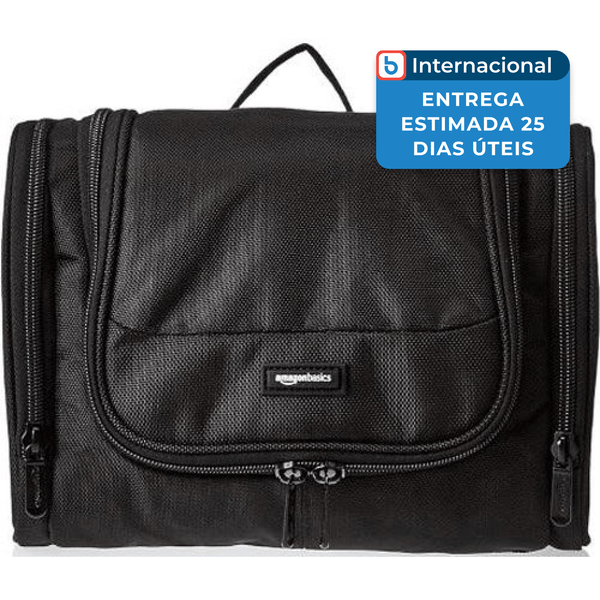 Bolsa de Higiene Pessoal Amazon Basics com 2 Bolsos Preto A-MBI