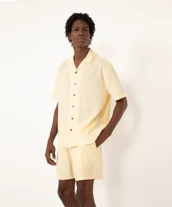 camisa manga curta com linho amarelo GG