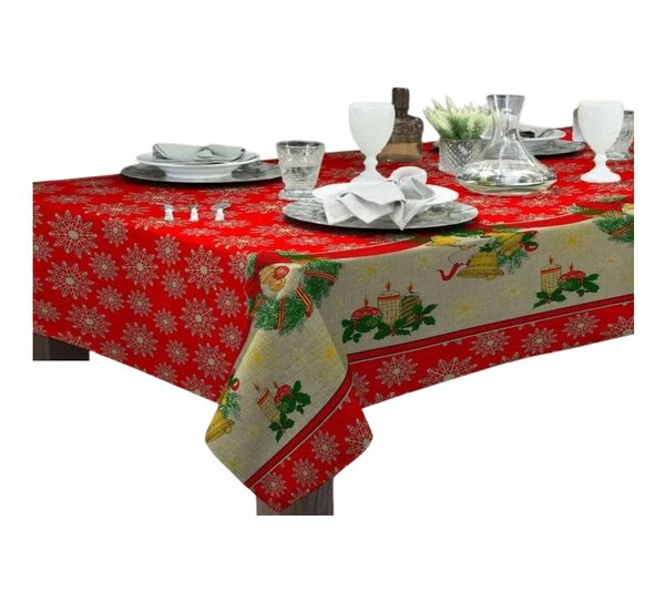 Toalha Mesa Retangular Gourmet 140x210cm Natal Velas Raner