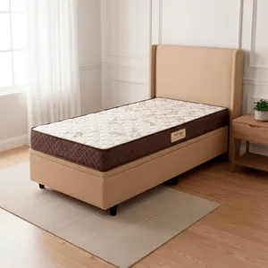 Conjunto Box Baú Solteiro Prince Colchão Ecoflex Ecoline 61x88x188| Bege/Floral