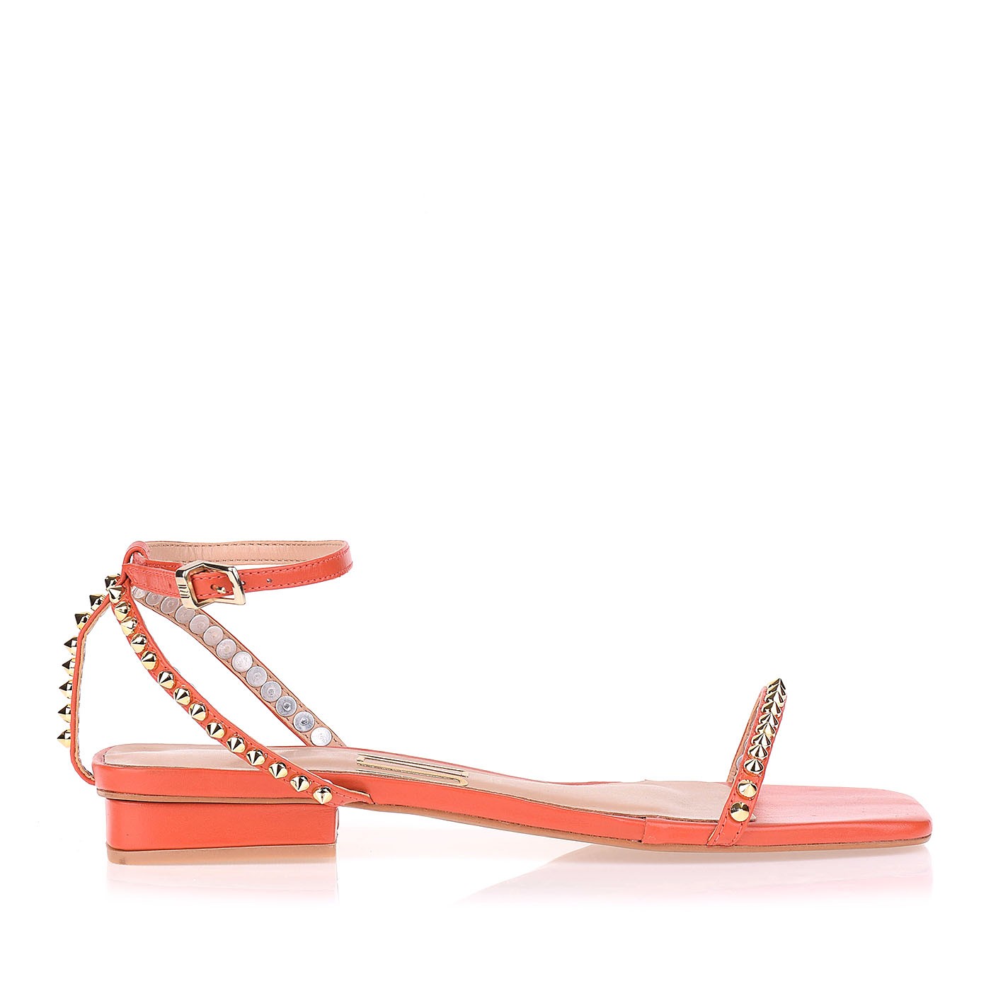 Flat Salto Baixo New Couro Orange
