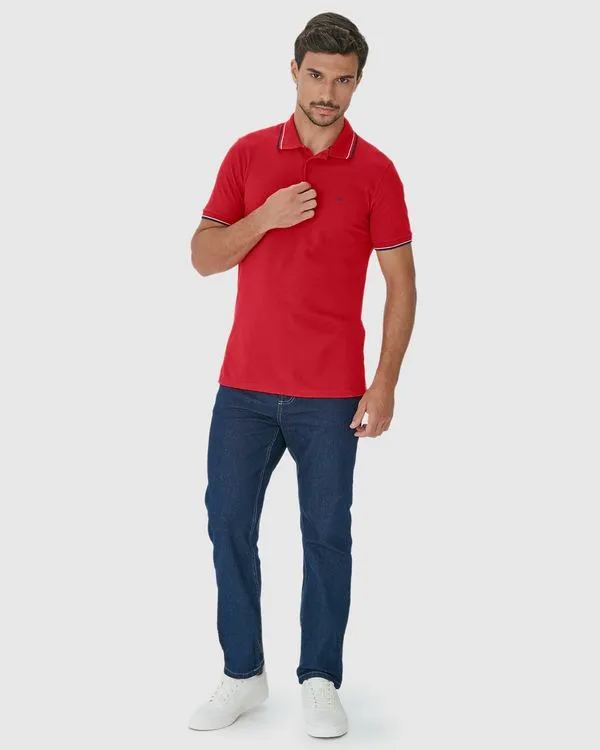 Camisa Polo Básica Masculina Em Piquet Premium Vermelho - P