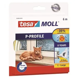 Fita Para Vedação De Portas-janelas 9mmx6m Altura 5mm Branca Tesa Moll 05390