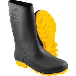 Bota de PVC Cano Médio Sem Forro Preta com Solado Amarelo - VONDER Bota de PVC Preta com Solado Amarelo Cano Médio sem Forro 41 - VONDER