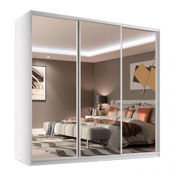 Guarda-Roupa Casal com 3 Espelhos Belluno 3 PT 3 GV Branco