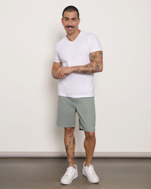 Bermuda Sarja Masculina Reta Verde M