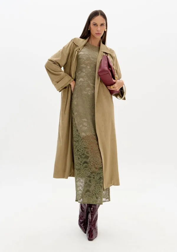 Trench Coat Alongado Verde G