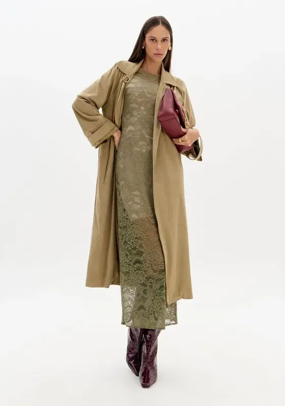 Trench Coat Alongado Verde G