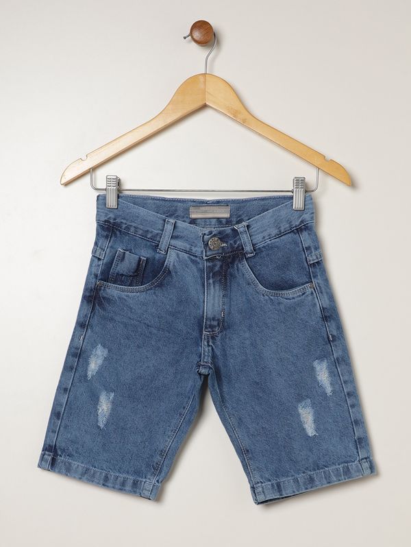 Bermuda Jeans Juvenil Para Menino - AZUL 16