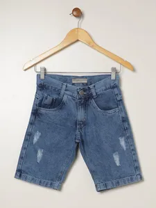 Bermuda Jeans Juvenil Para Menino - AZUL 16