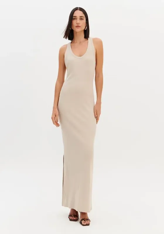 Vestido Super Midi Detalhe Costas Bege M