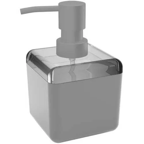 Porta Sabonete Líquido Coza Cube 330ml Cinza Frio E Fumê 208780116