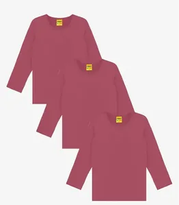 Kit 3 Camisetas Menina Manga Longa Térmicas Rovi Kids Vermelho 16