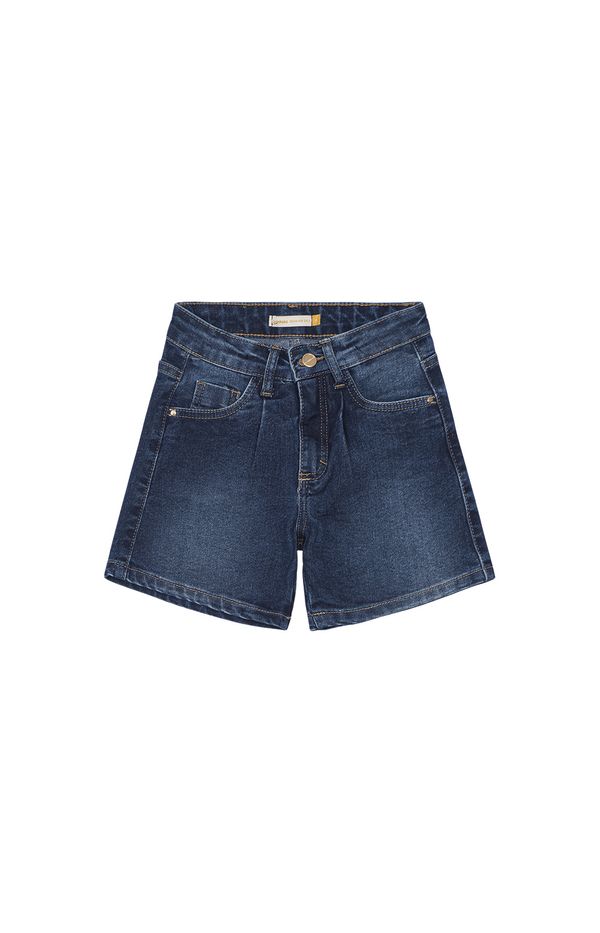 Shorts Menina Cintura Alta Em Jeans Com Elastano Carinhoso Azul - 10