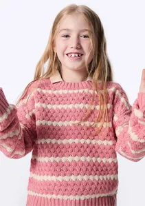 Blusão Infantil Menina Tricô Texturizado - Rosa 006