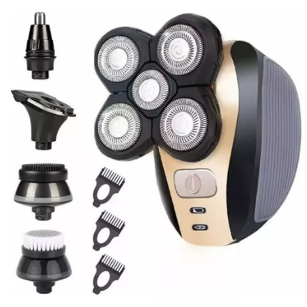 Aparador Multifuncional 5 em 1 com Escova Facial Lâmina Aço Inoxidável Bateria Recarregável USB 110V Aparador Multifuncional 5 em 1 com Escova Facial Lâmina Aço Inoxidável Bateria Recarregável 110V
