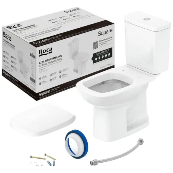 Kit Vaso Sanitário Com Caixa Acoplada Roca 3/6 L Square Branco (MP)