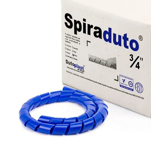 Organizador de Fios e Cabos Espiral 3/4 Azul 25 metros