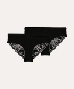 kit de 2 calcinhas caleçon rendada preta M