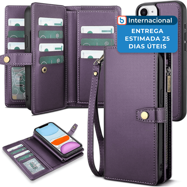 Capinha para iPhone 11 Twohead Magnética com Porta-Cartões Roxo A-MBI