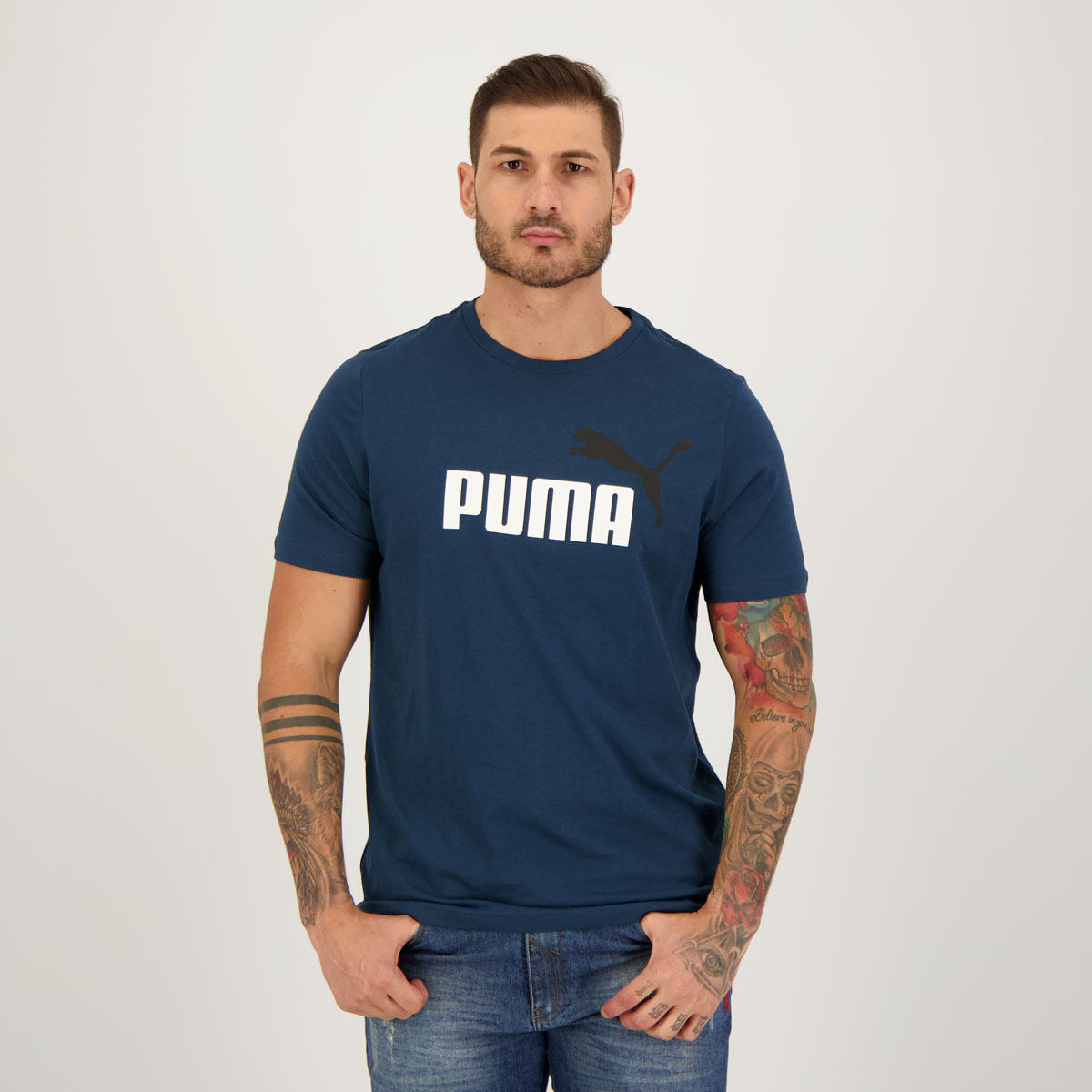 Camiseta Puma ESS+2 Col Logo Marinho