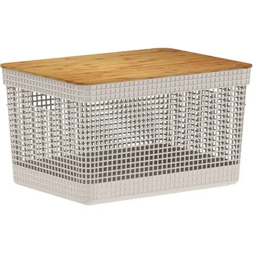 Cesto Ou Grid Com Tampa De Bambu 20 Litros Cg355bgf