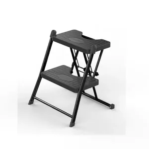 Escada Alcance 2 Degraus em Aço Carbono com Trava de Segurança Dobrável 120kg Preta Anodilar Escada Alcance 2 Degraus em Aço Carbono Dobrável 120kg Preta Anodilar