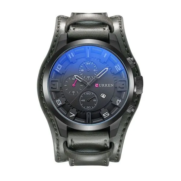 Relógio Masculino Curren Esportivo Pulseira de Couro Preto com Design Moderno e Mostrador Robusto Relógio Masculino Curren Esportivo Pulseira de Couro Preto com Mostrador Robusto
