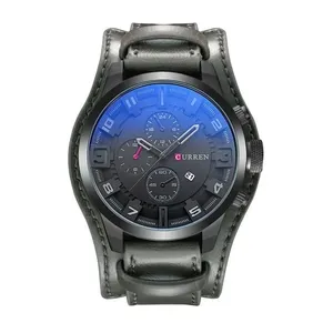 Relógio Masculino Curren Esportivo Pulseira de Couro Preto com Design Moderno e Mostrador Robusto Relógio Masculino Curren Esportivo Pulseira de Couro Preto com Mostrador Robusto